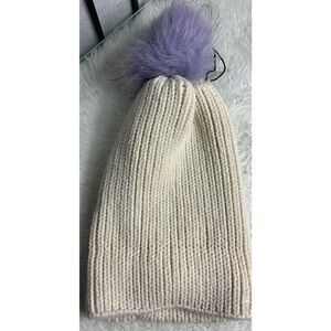 Steve Madden Purple/Beige Cable Beanie